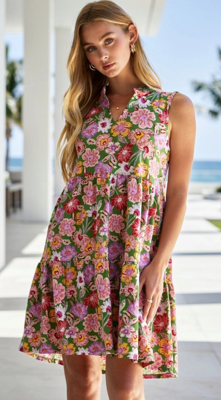 Green floral Lizzy dress