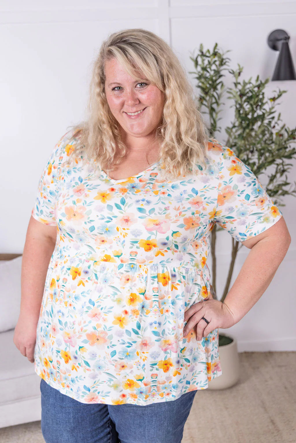Sarah watercolor floral top