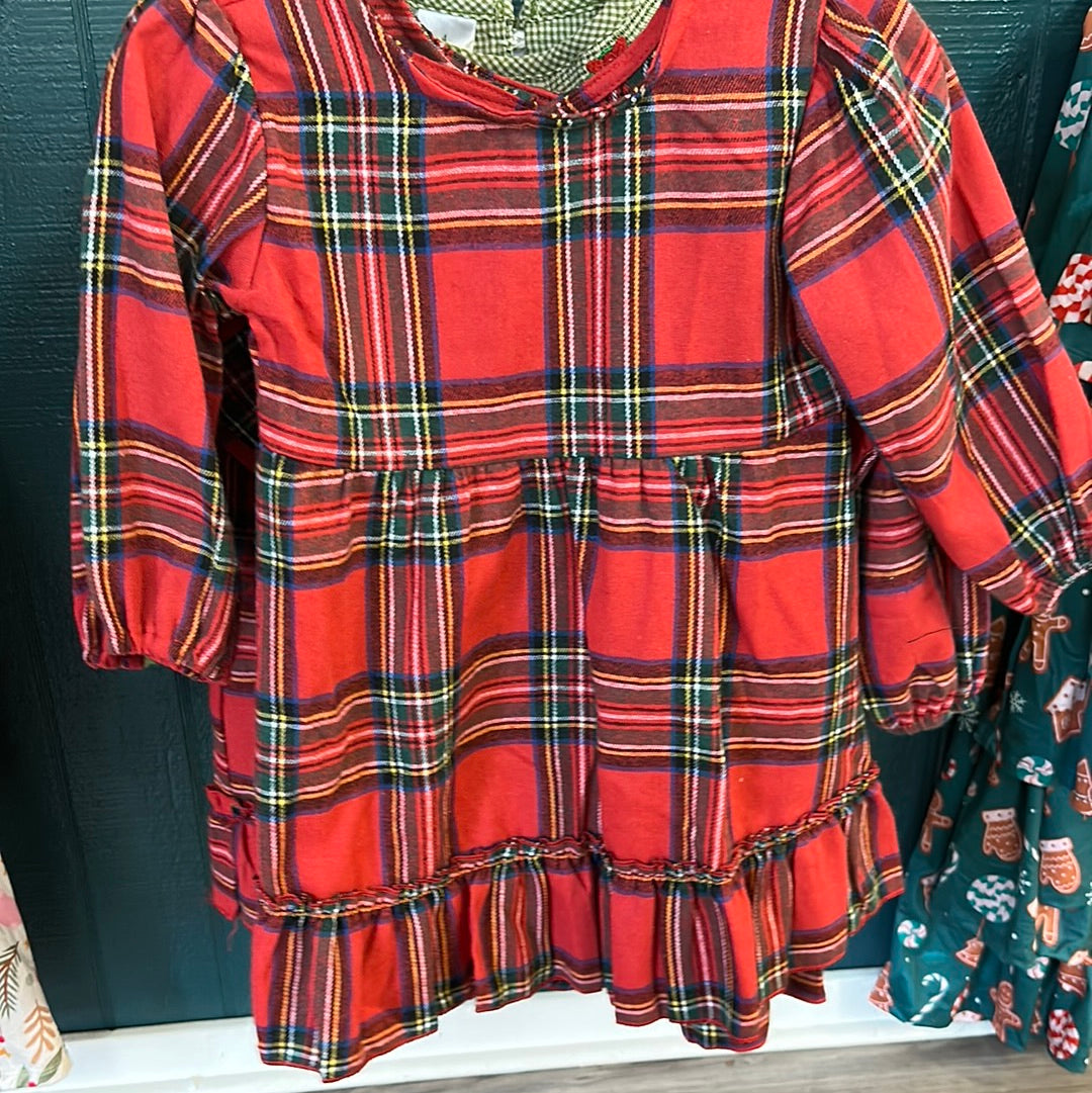 Happy holiday plaid dress
