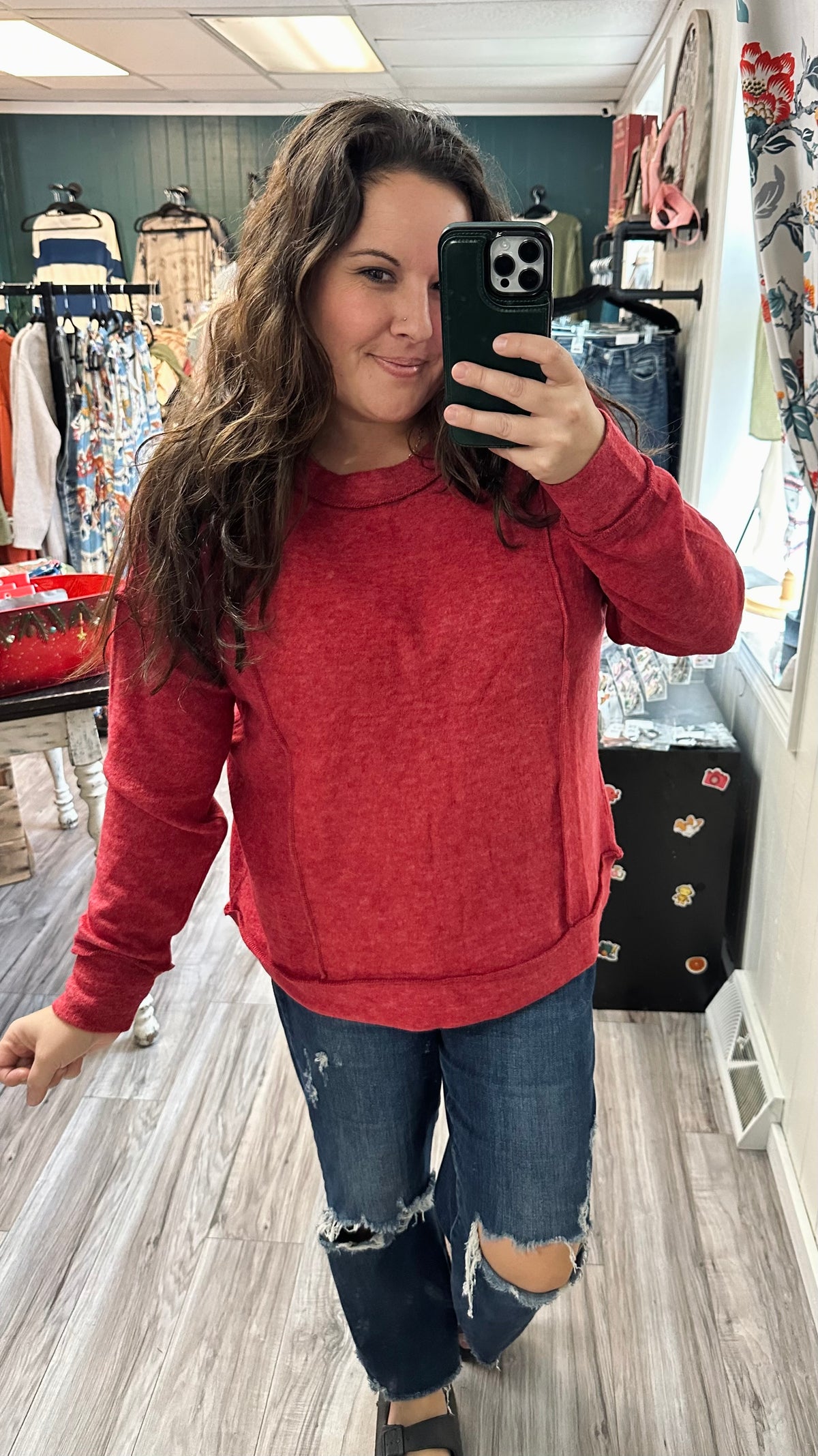 Brushed hacci seam sweater (2 colors)