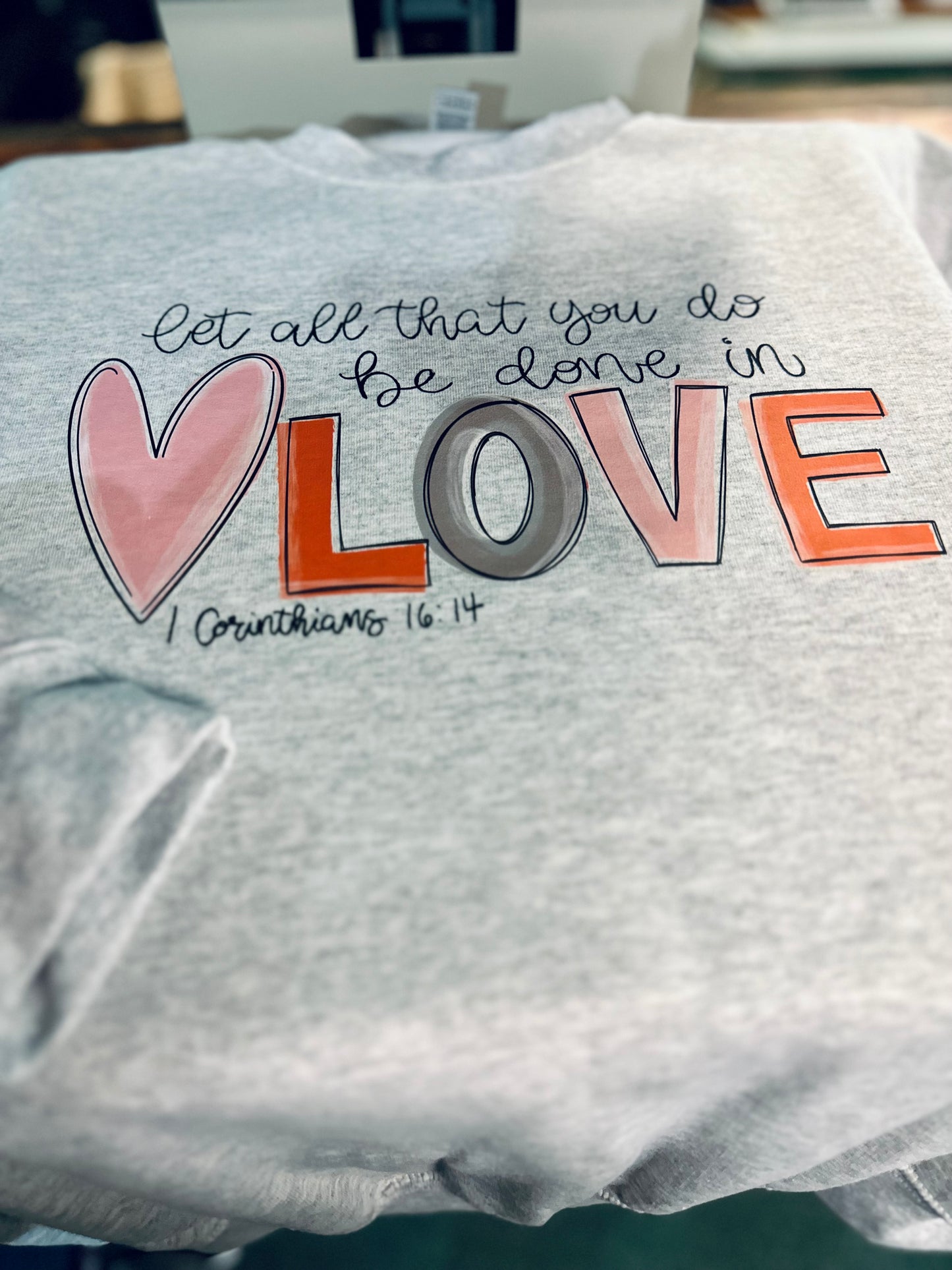 In love 16:14 crewneck