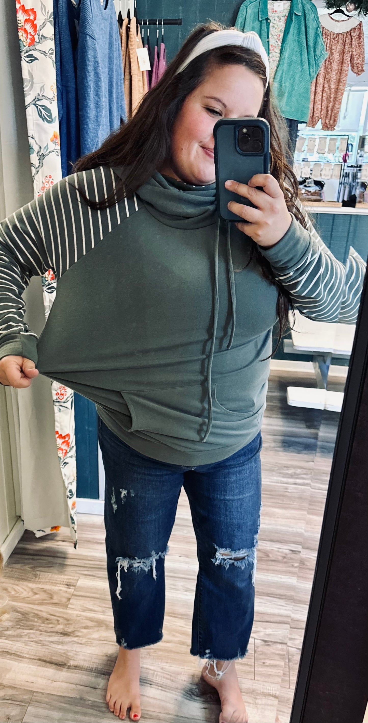 Striped colorblock hoodie