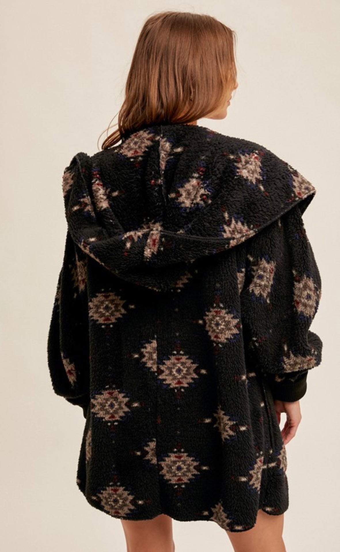 Tribal luxe hooded cardigan