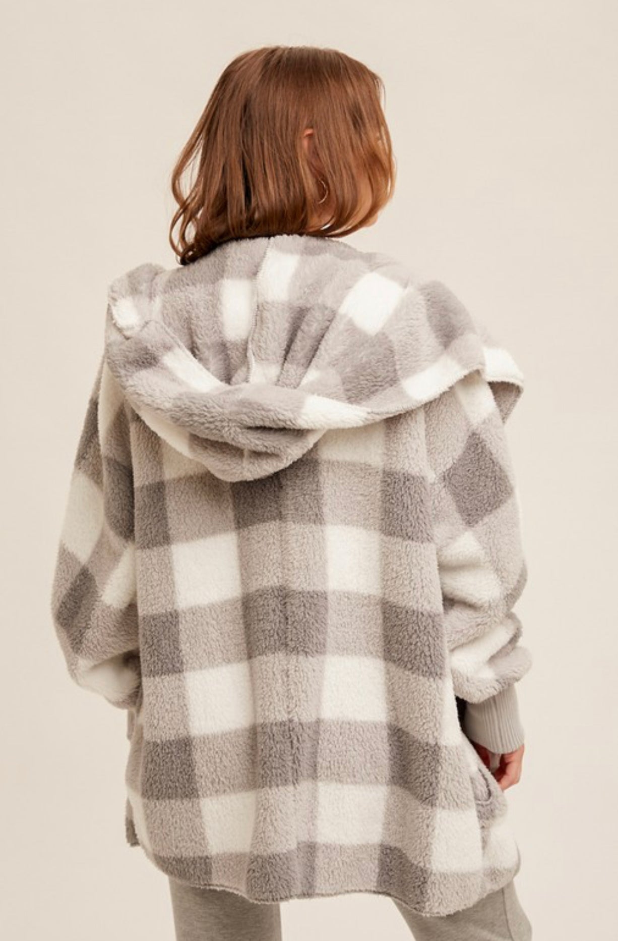 checked out luxe hooded cardigan