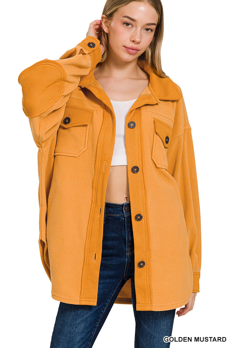 Gold fleece shacket