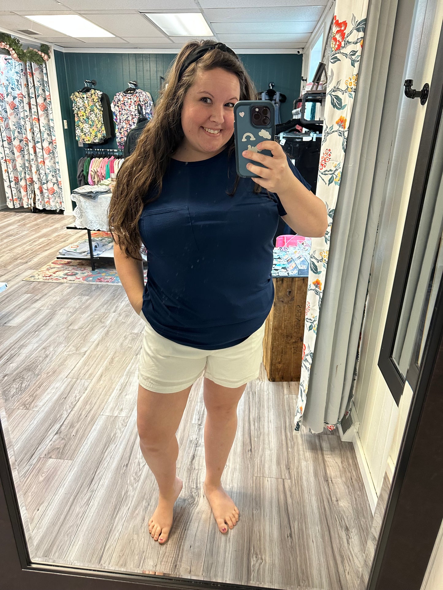 White chambray shorts