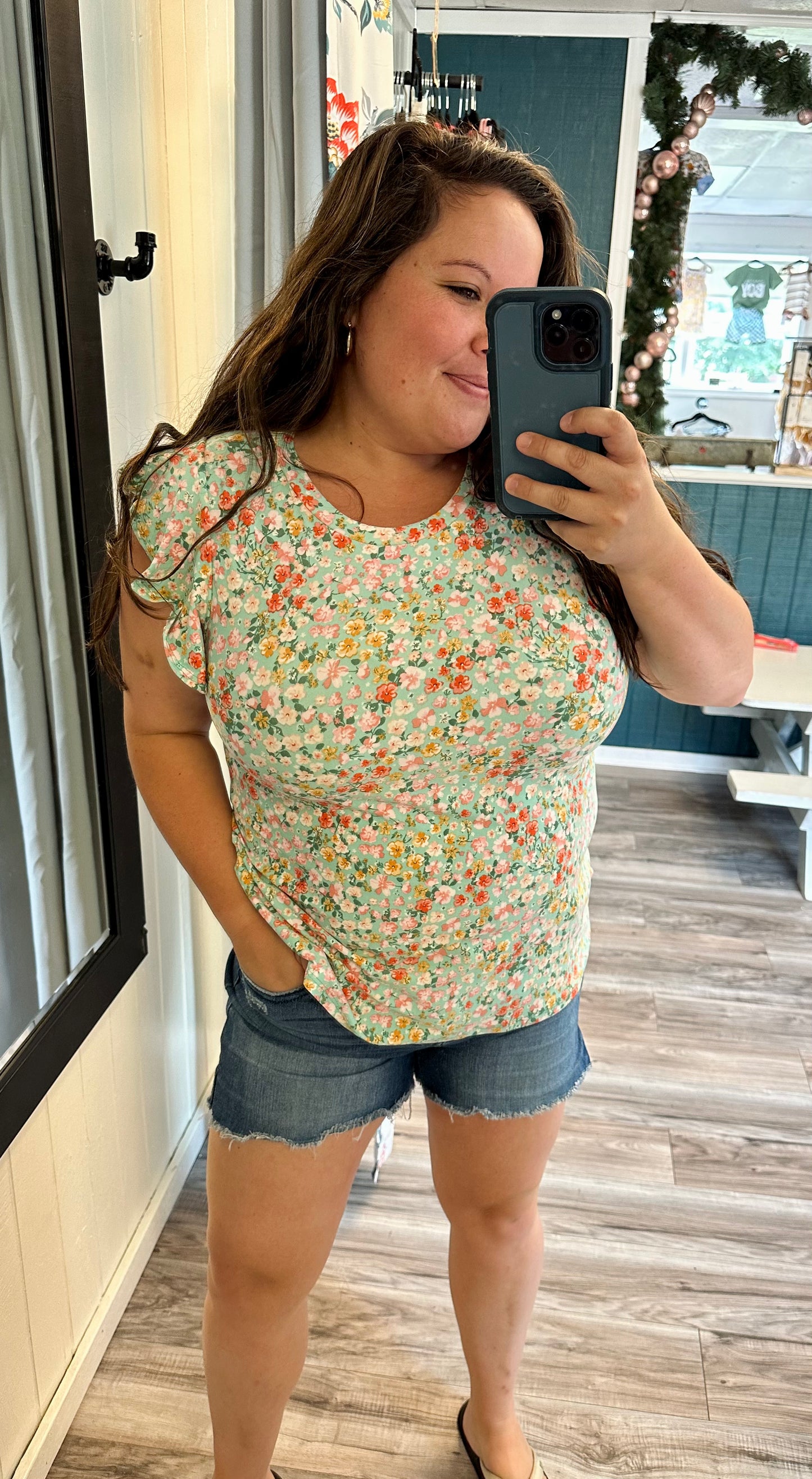 Favorite floral flutter sleeve top
