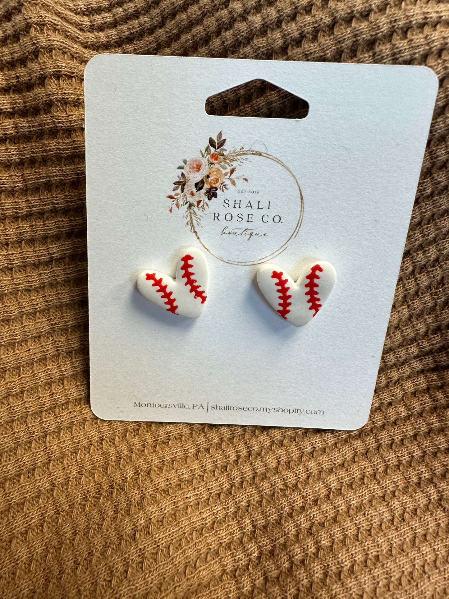 Heart baseball studs