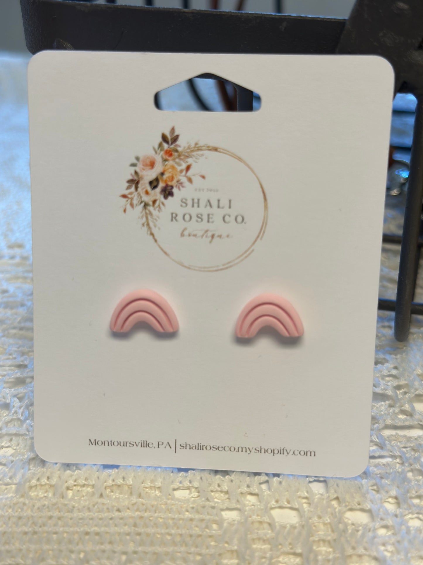 Pink rainbow kids studs