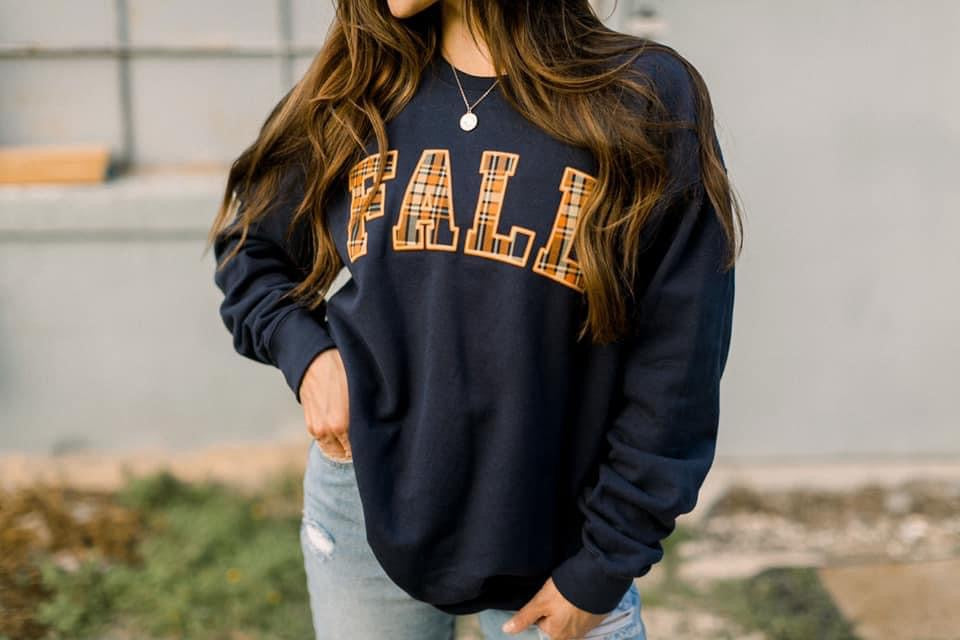 Fall plaid cozy crewneck