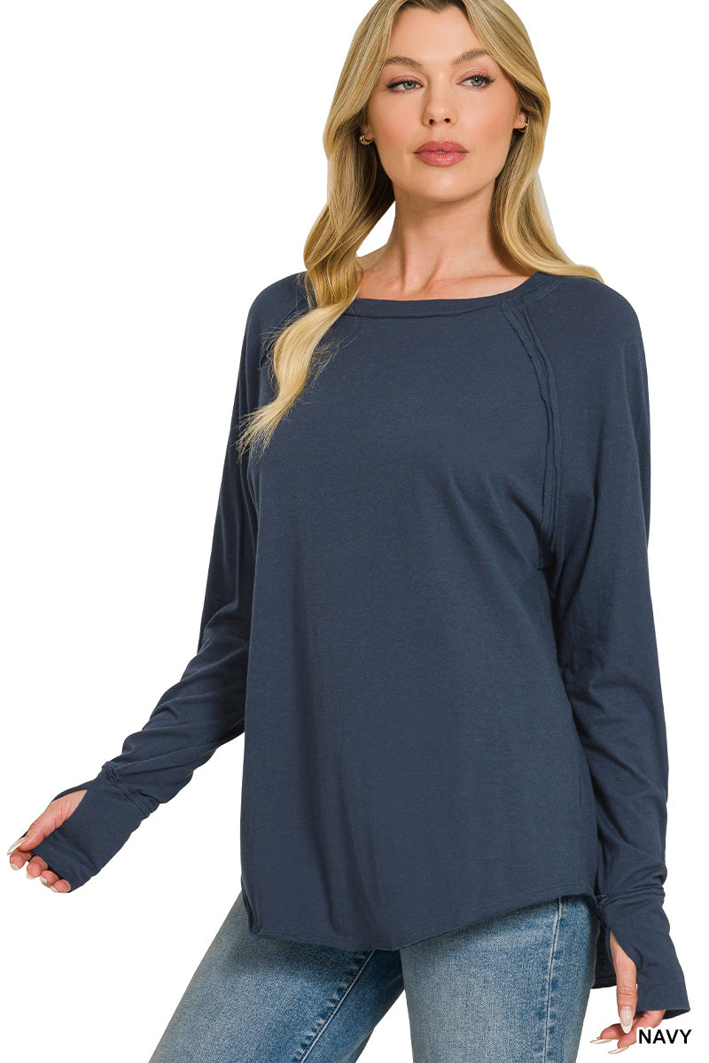 Cotton raglan with thumbhole