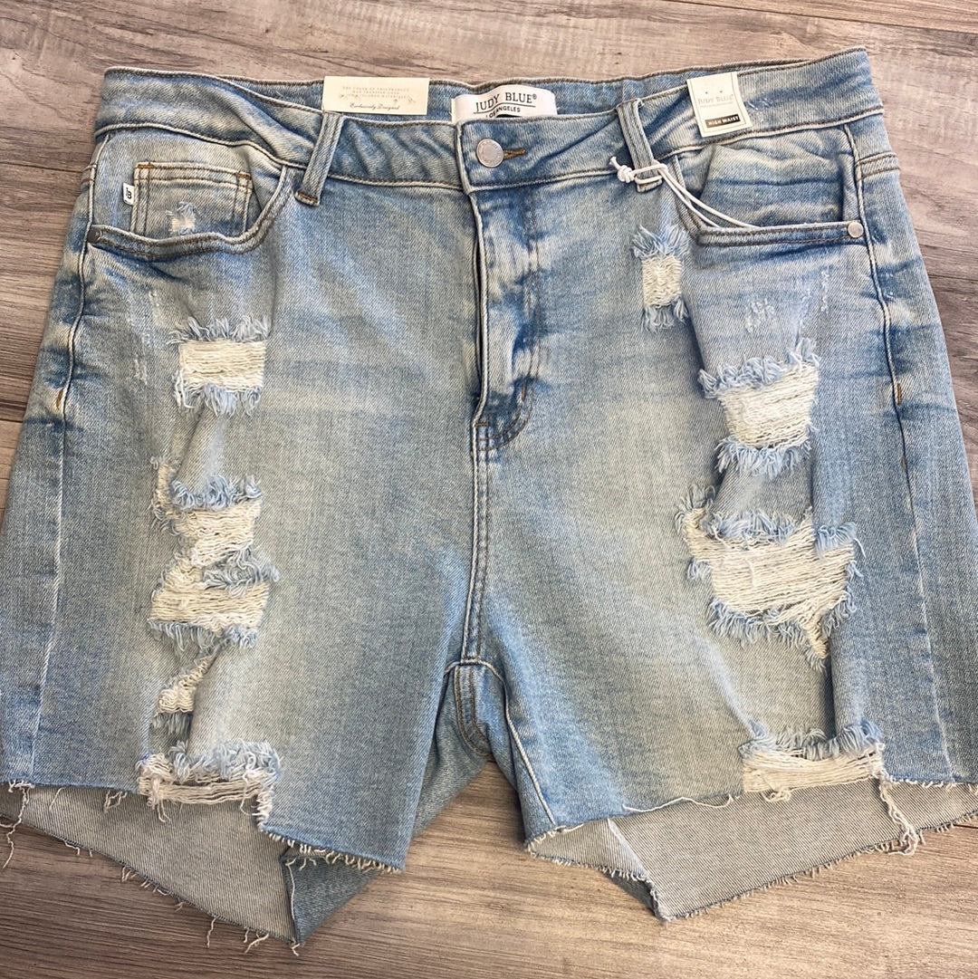 Judy Blue Light Wash Distressed Shorts