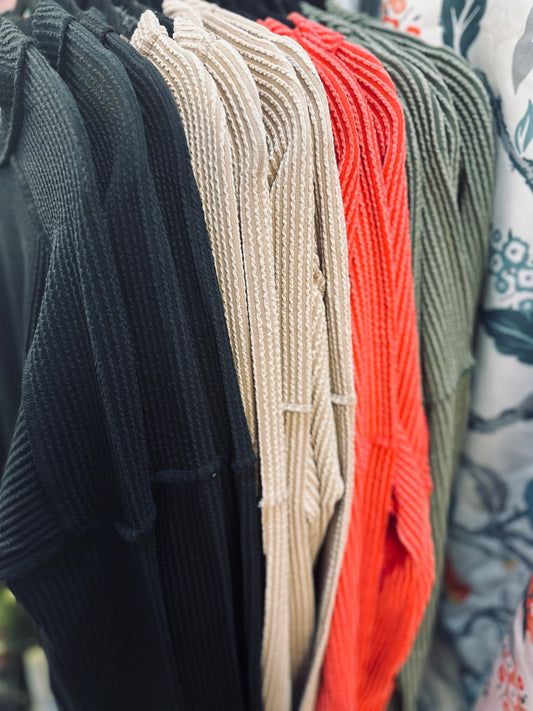 Ribbed contrast long sleeve top