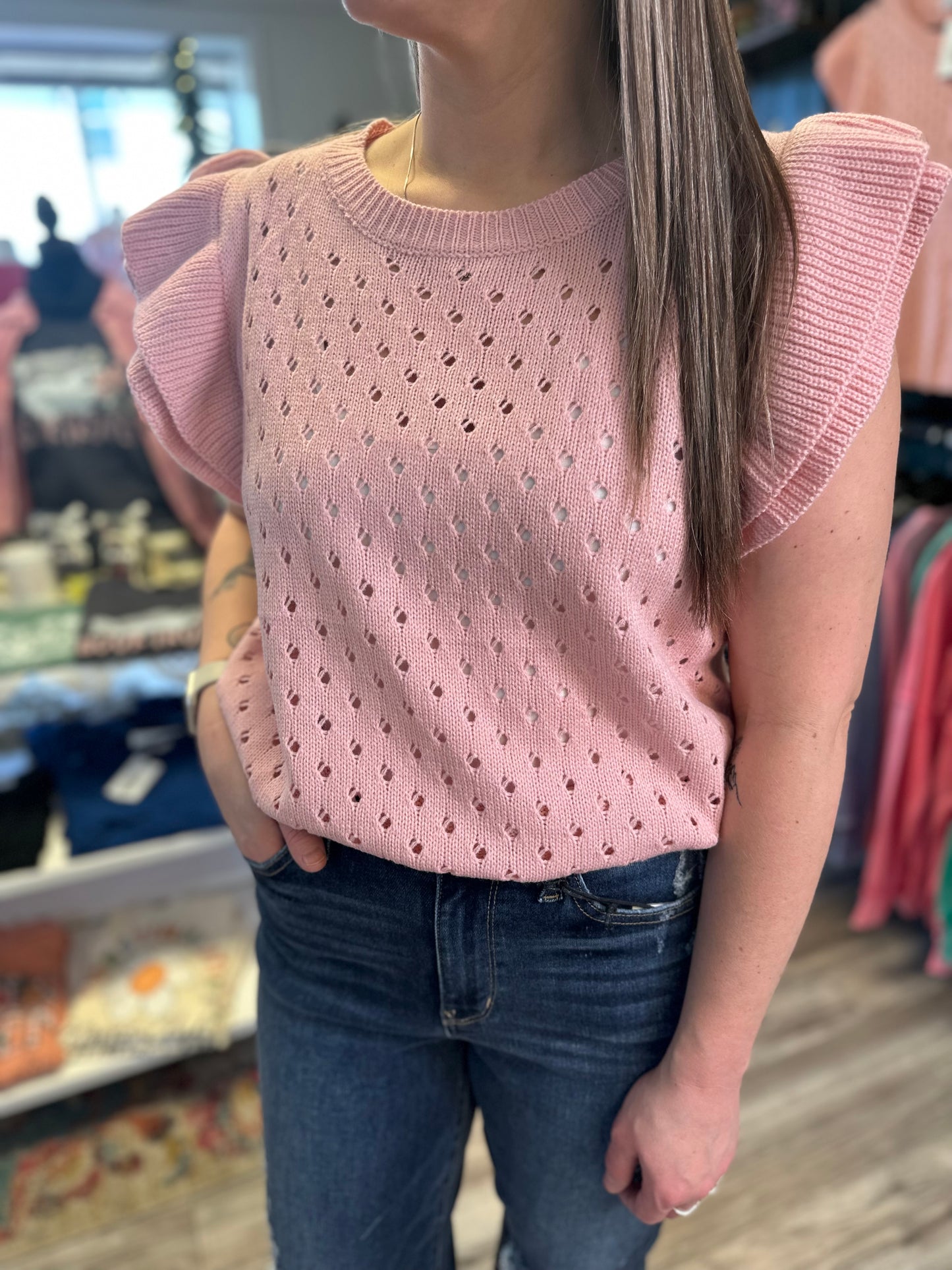 Casey ruffle sleeve sweater