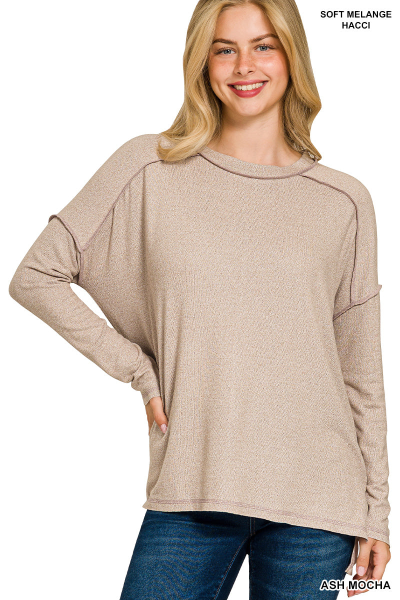 Brushed melange long sleeve