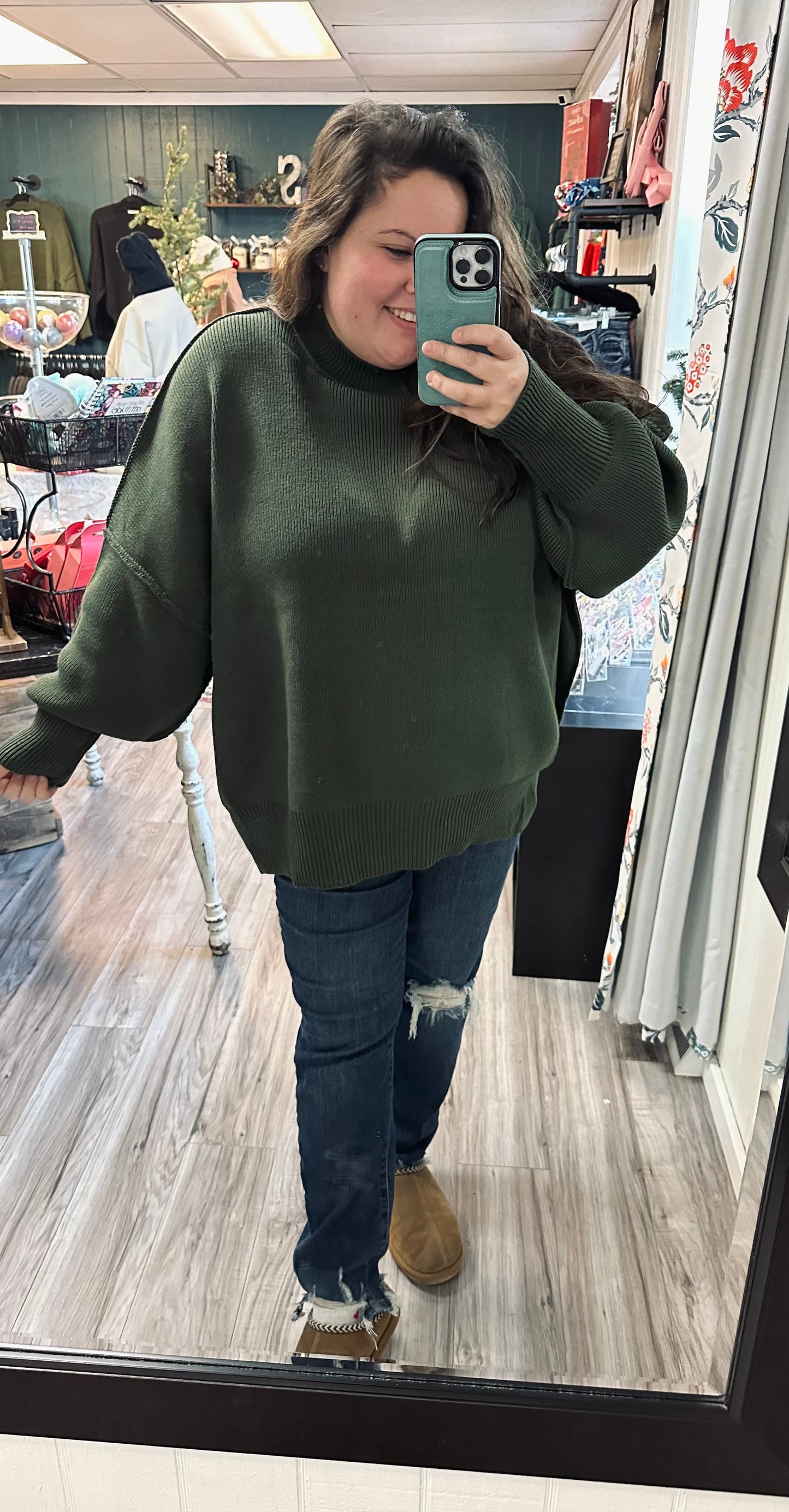 Oversized side slit knit sweater