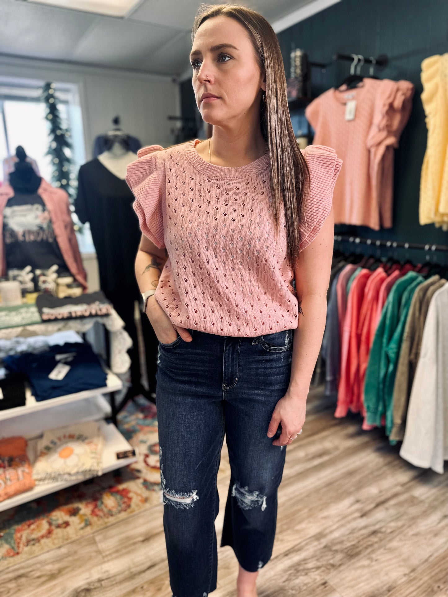 Casey ruffle sleeve sweater