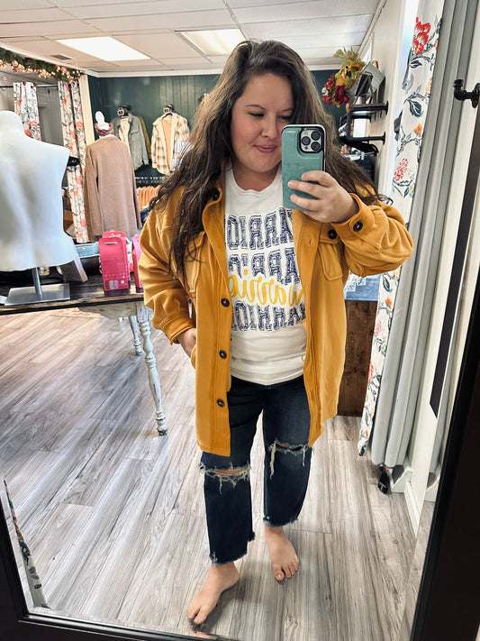 Gold fleece shacket