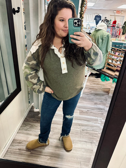 Live out loud camo top