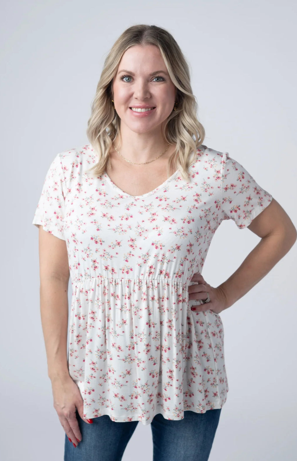 Sarah cream floral top