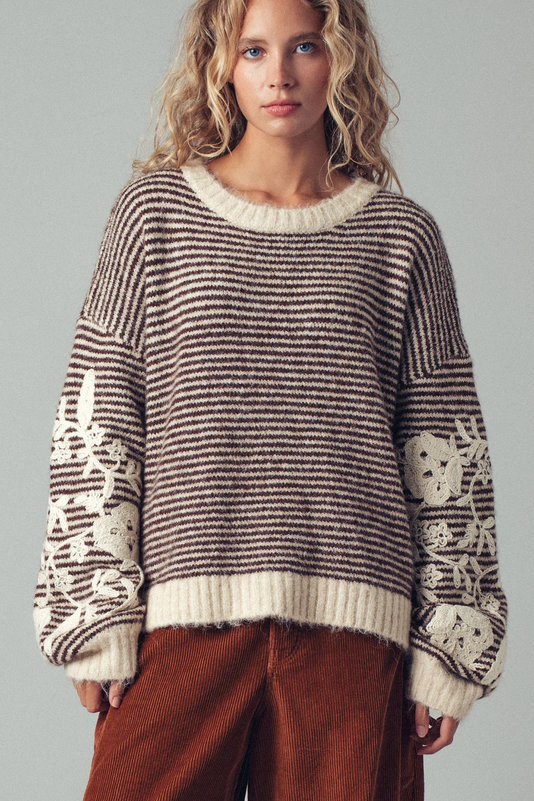 Vintage striped knit sleeve sweater