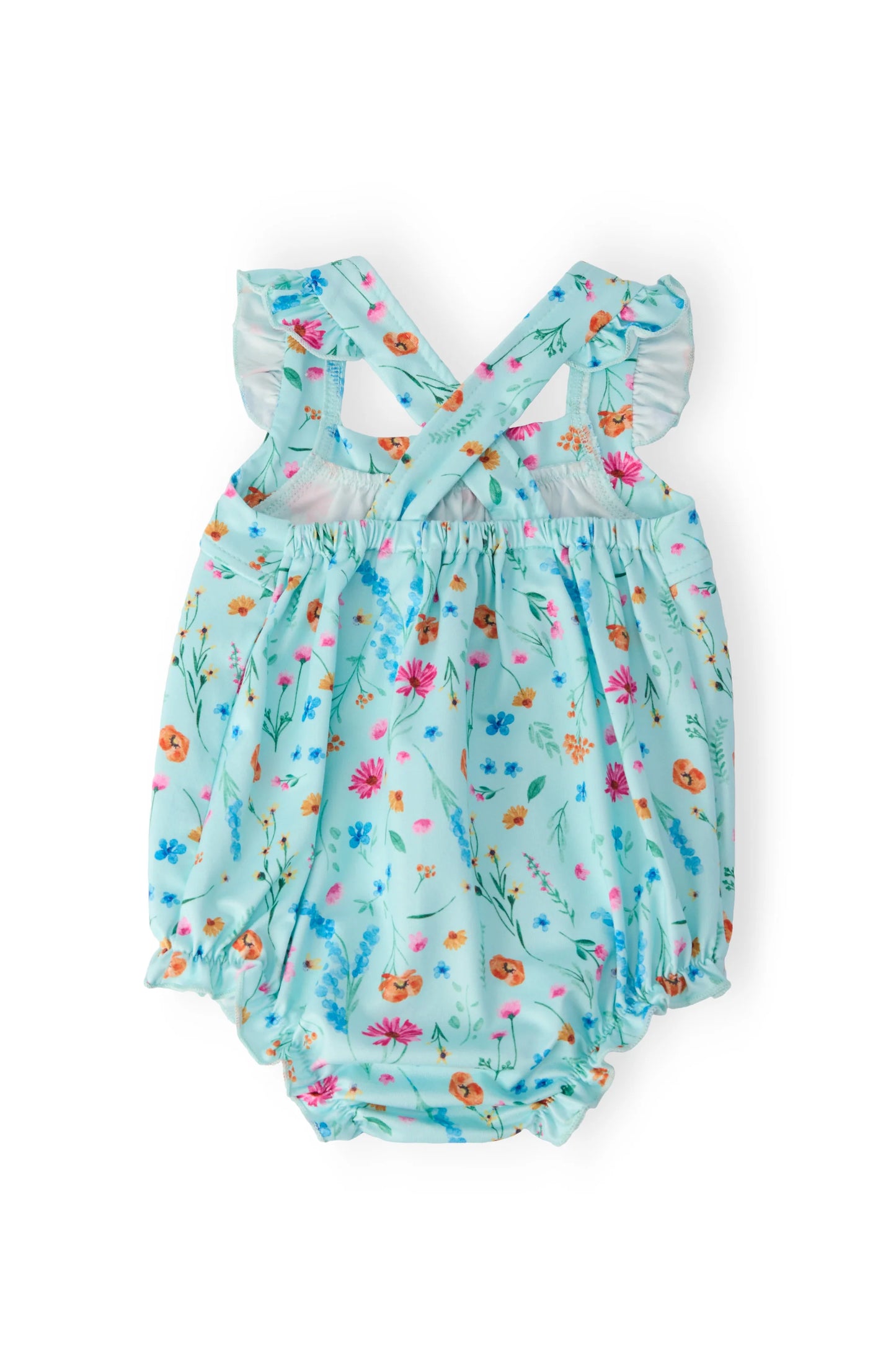 Light blue floral bubble romper