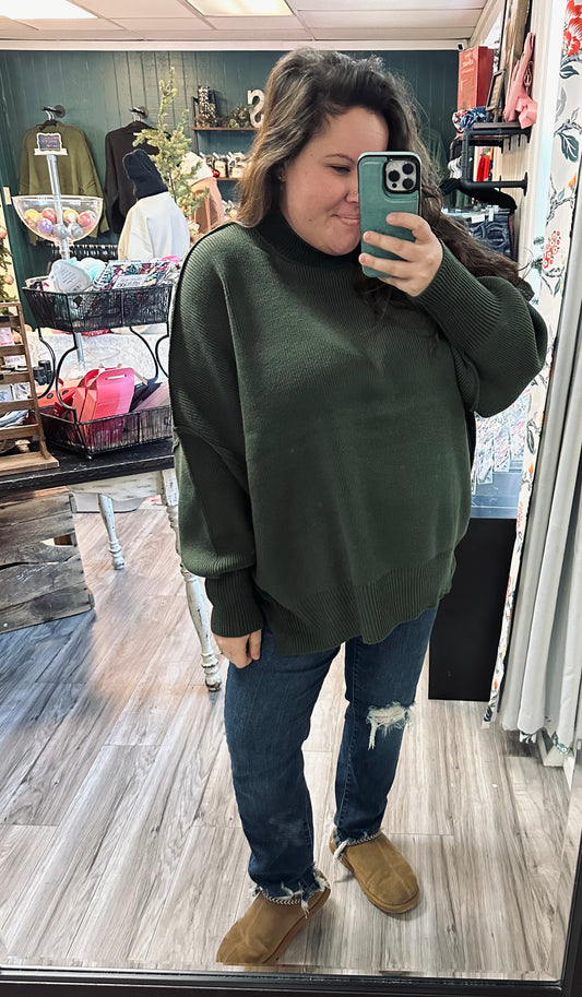 Oversized side slit knit sweater