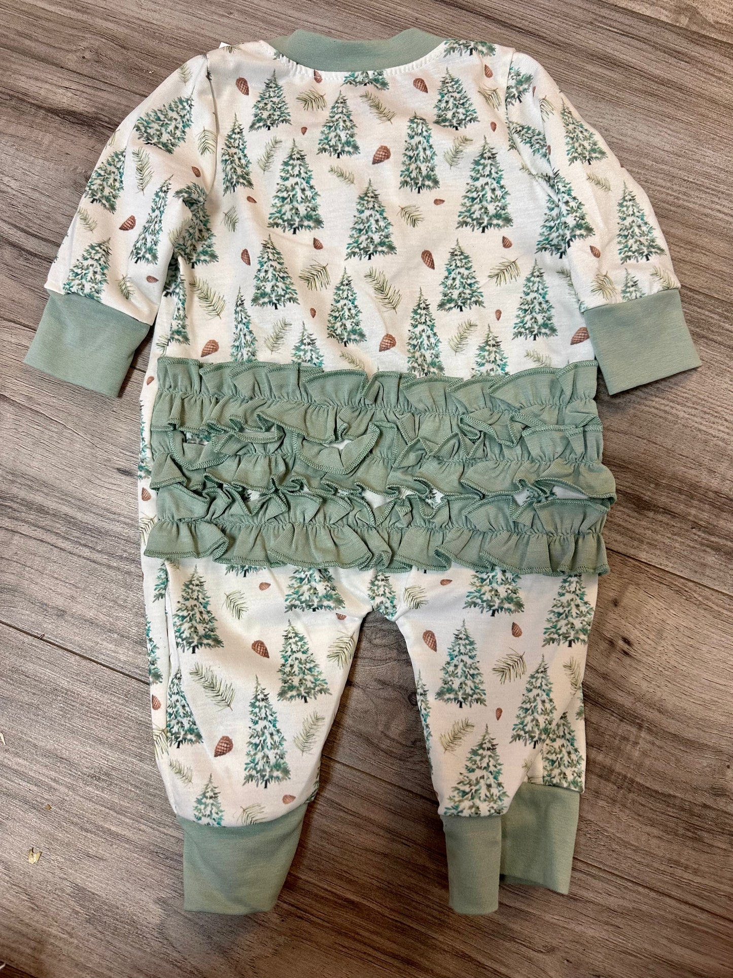 Christmas tree girl ruffle romper