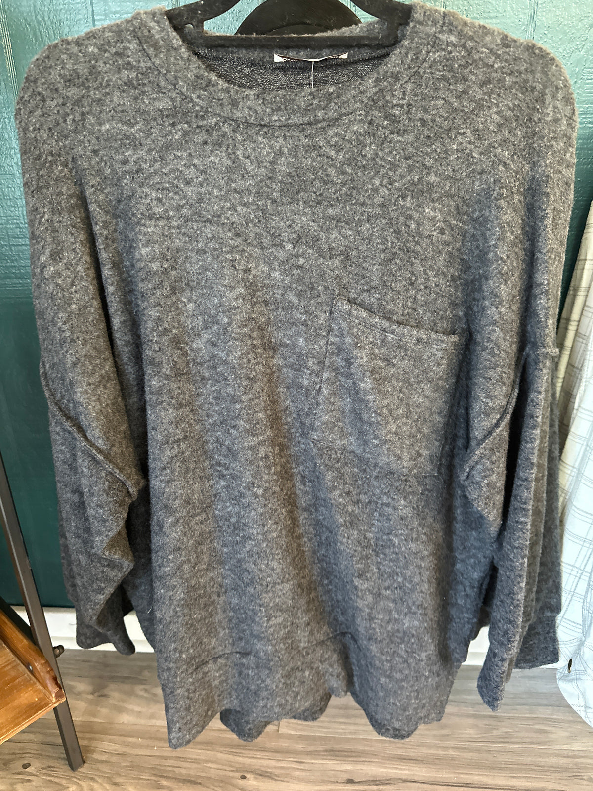 Brushed melange pocket sweater