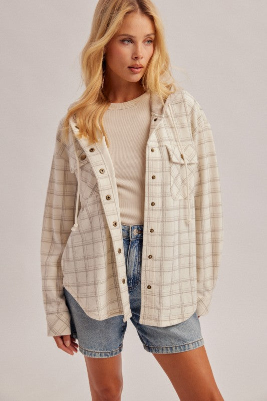 Heaven sent beige hooded Shacket
