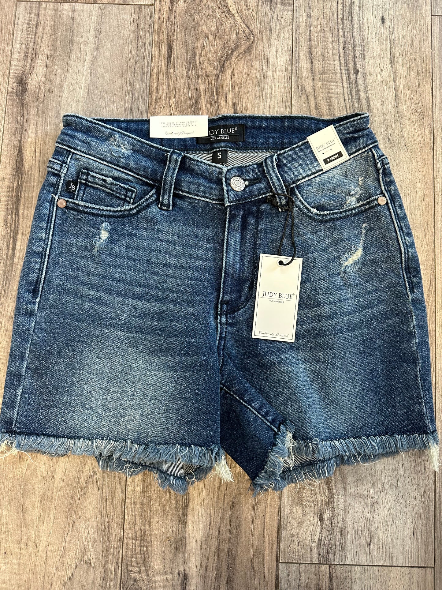 Mild distressed raw hem Judy blue shorts