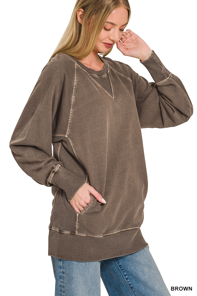 Goat vintage wash pocket crewneck