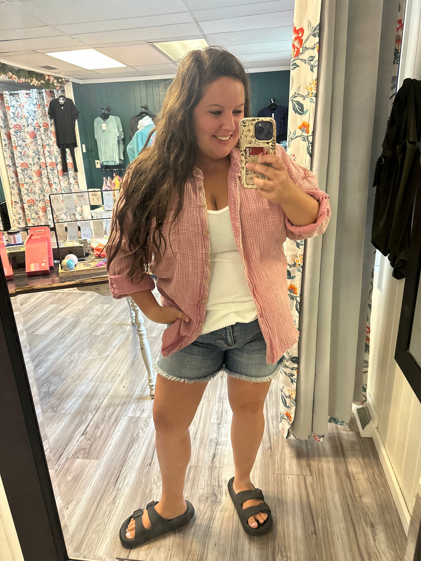 Washed out gauze button up