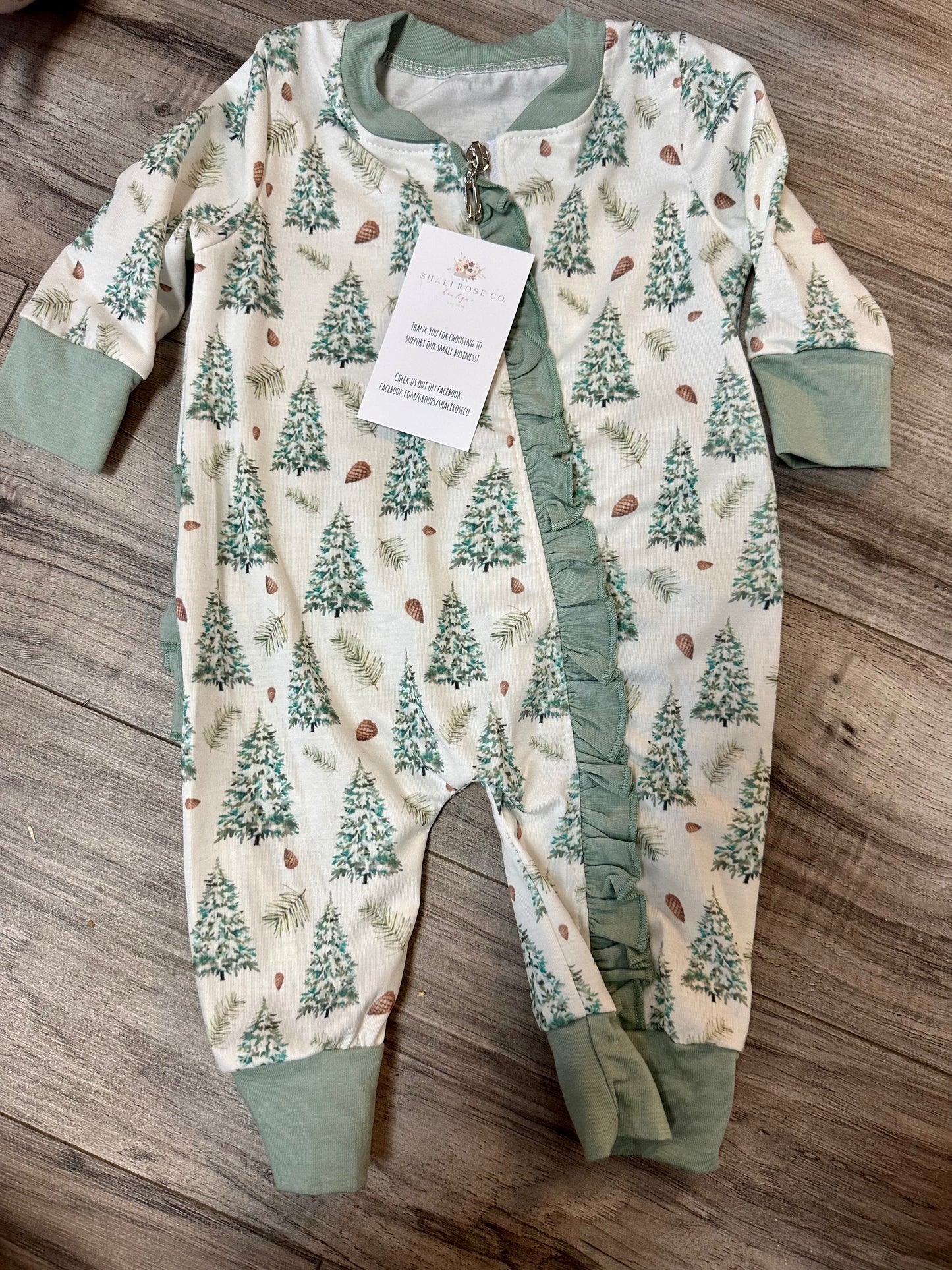 Christmas tree girl ruffle romper