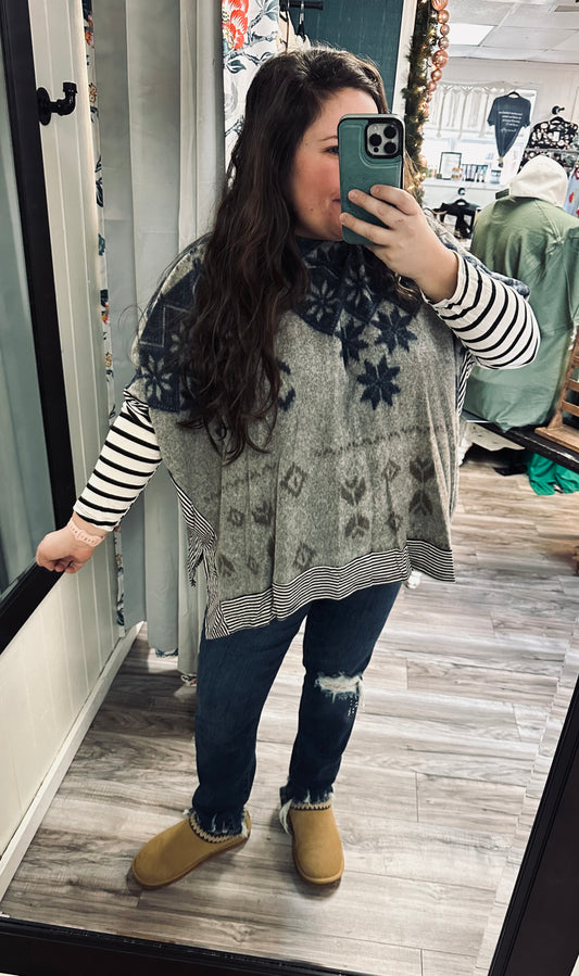 Taupe Aztec tunic top