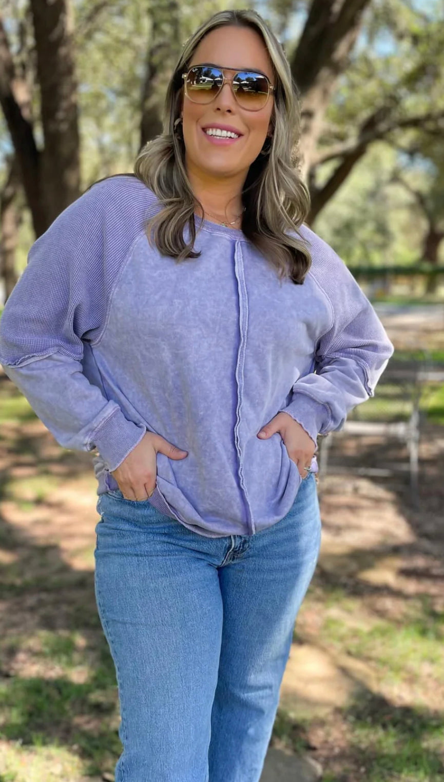 Exposed hem oversized sweatshirt (2colors)