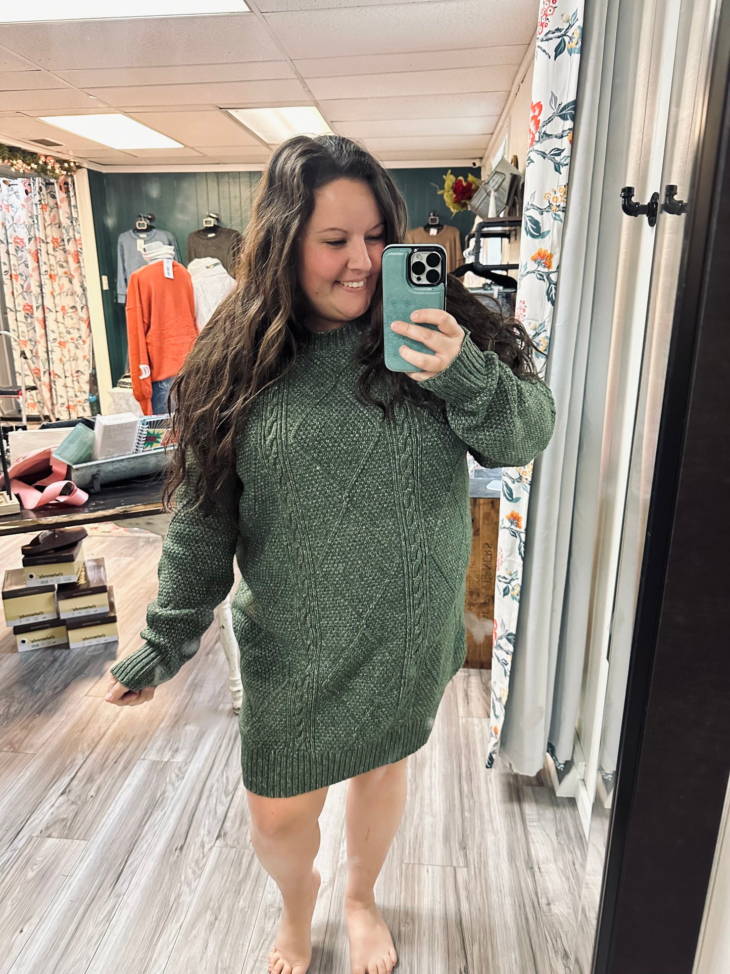 Callie’s cable knit sweater dress