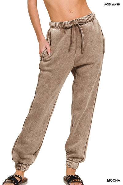 Mineral wash fleece joggers (2 colors)