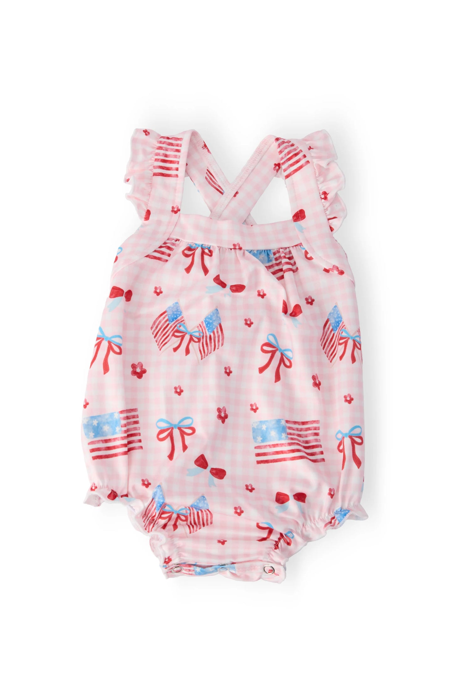 Flags & bow bubble romper
