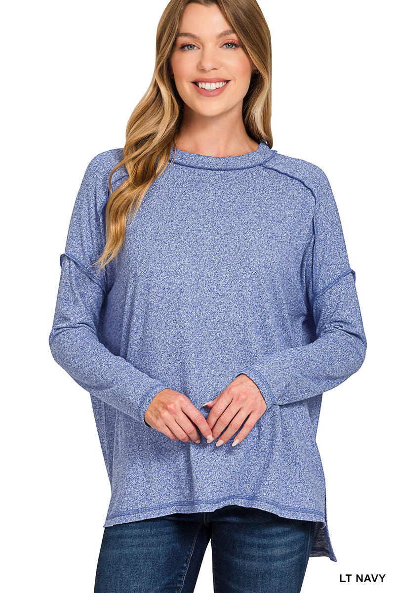 Brushed melange long sleeve