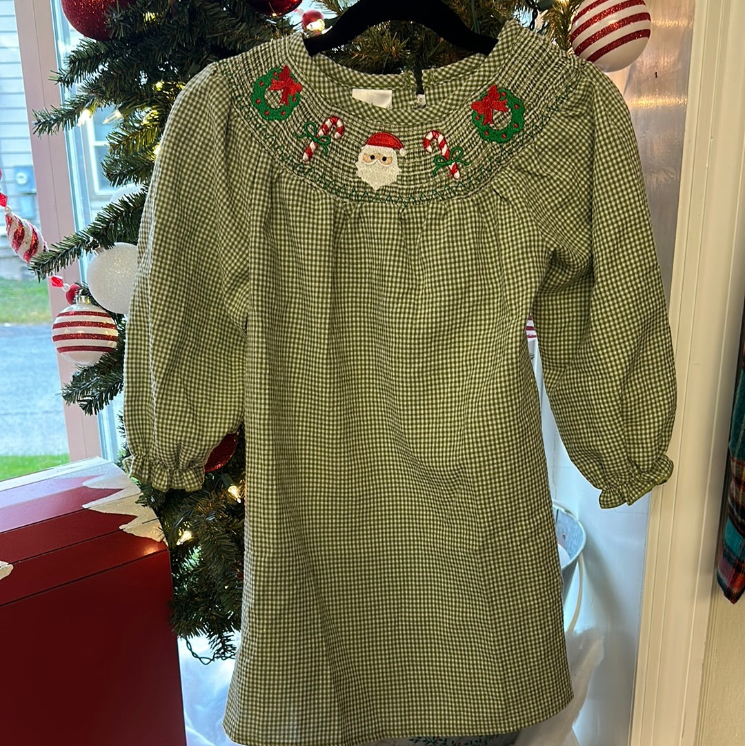 Santa plaid smocked dress