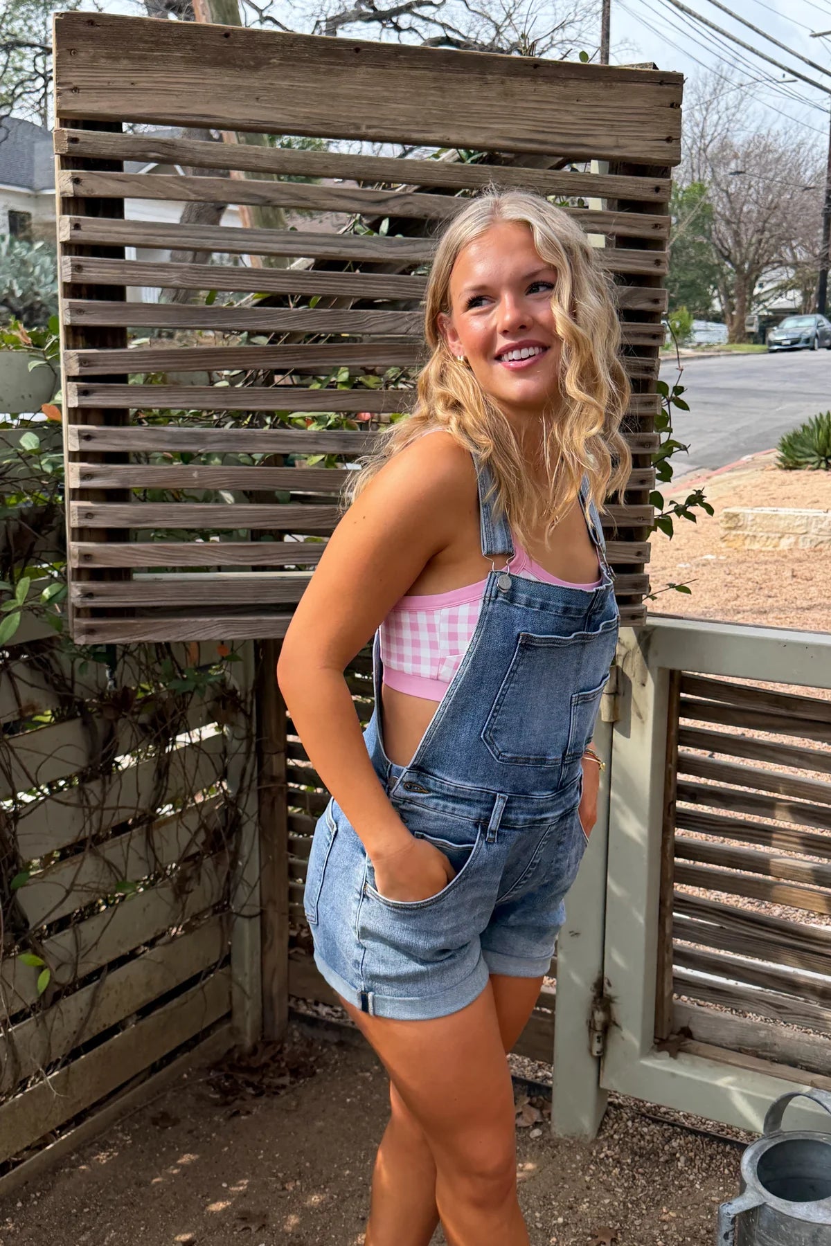 Kaci short denim overalls