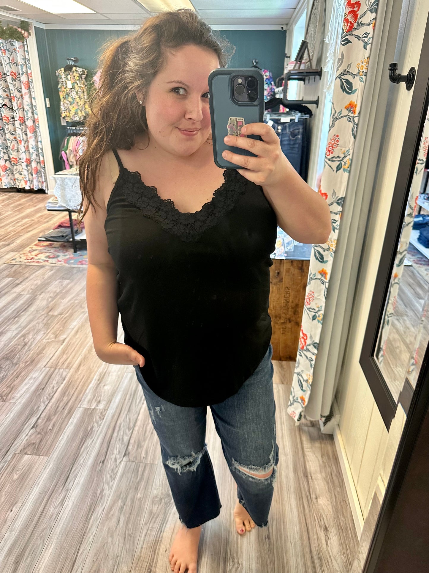Black lace cami