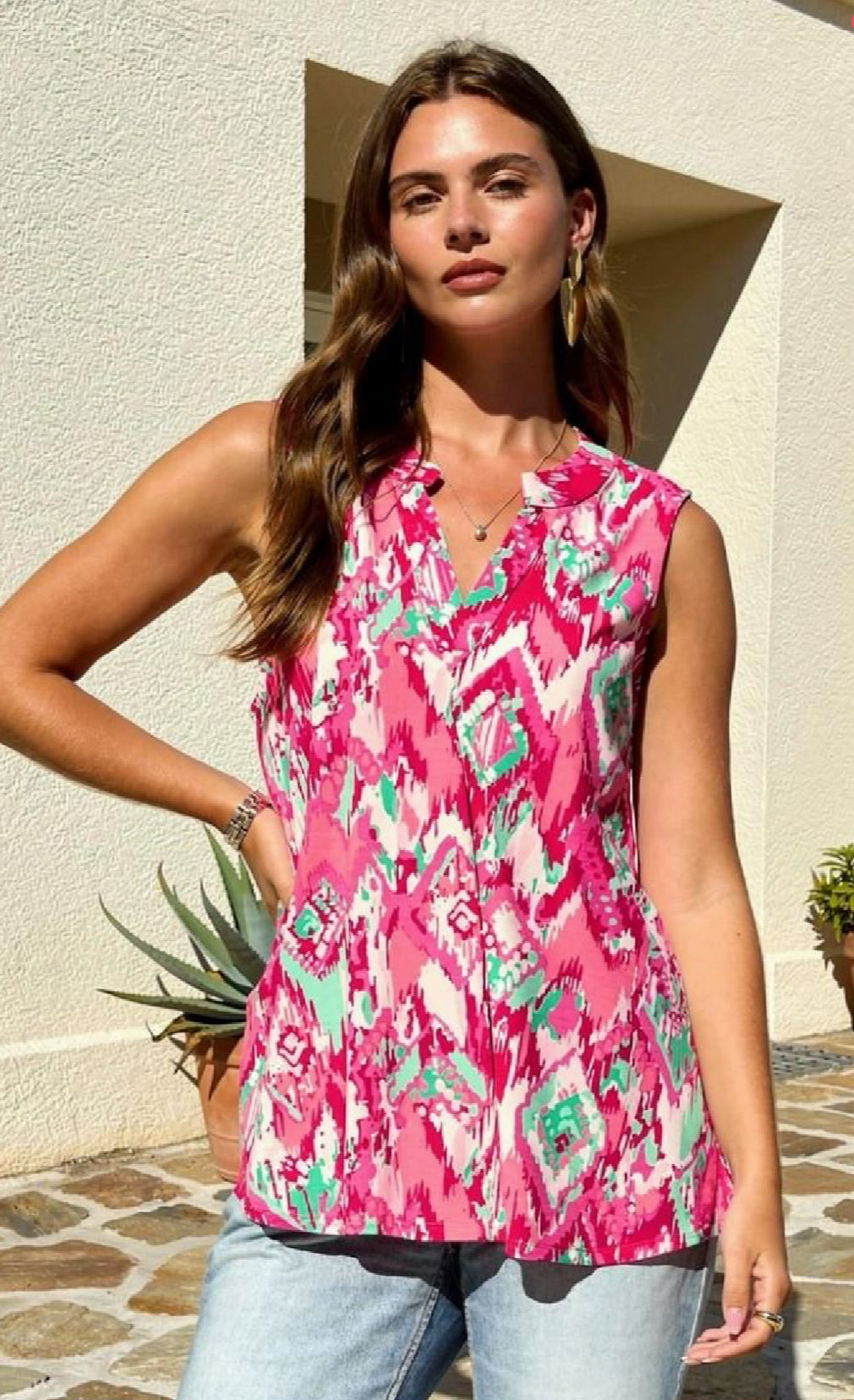 Liz pink & mint tank