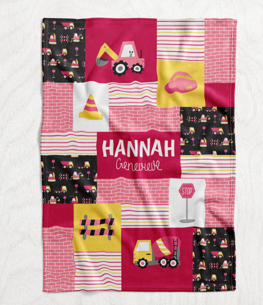PREORDER - Construction Blanket • Boy & Girl (50x60)