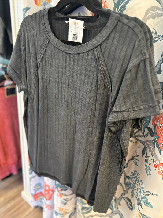 Burned out ribbed top