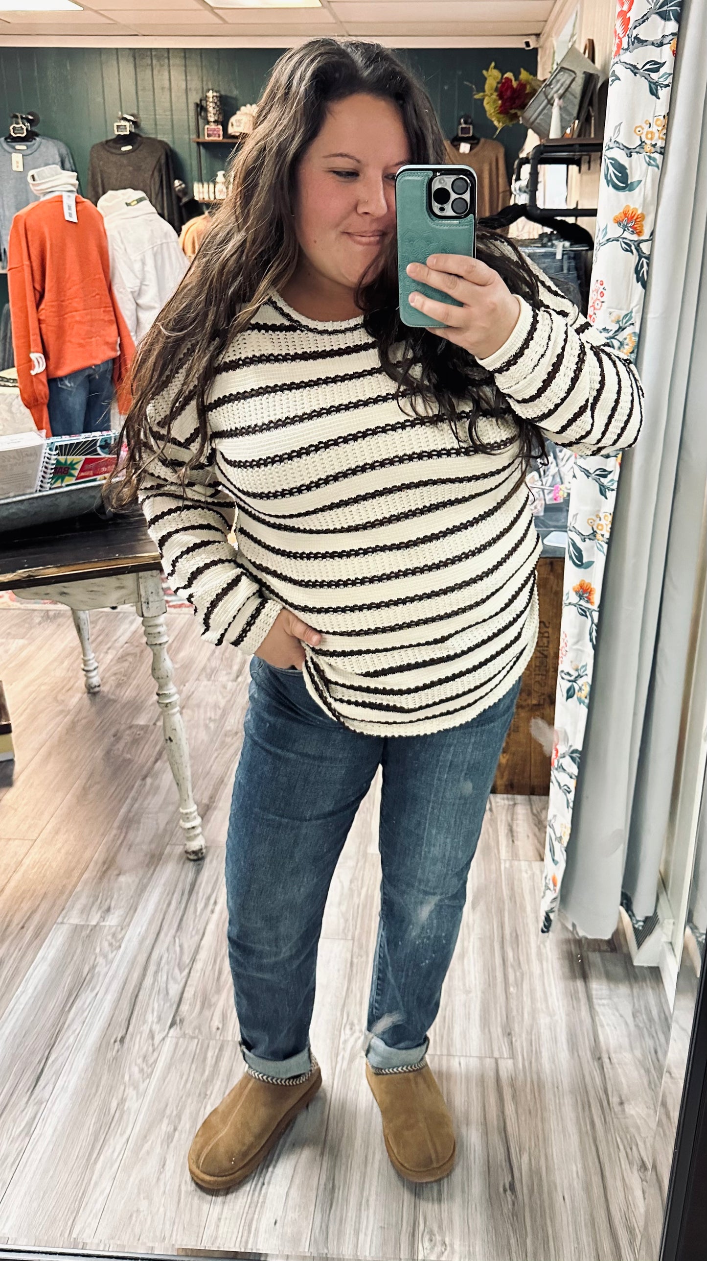 Cocoa & white striped sweater