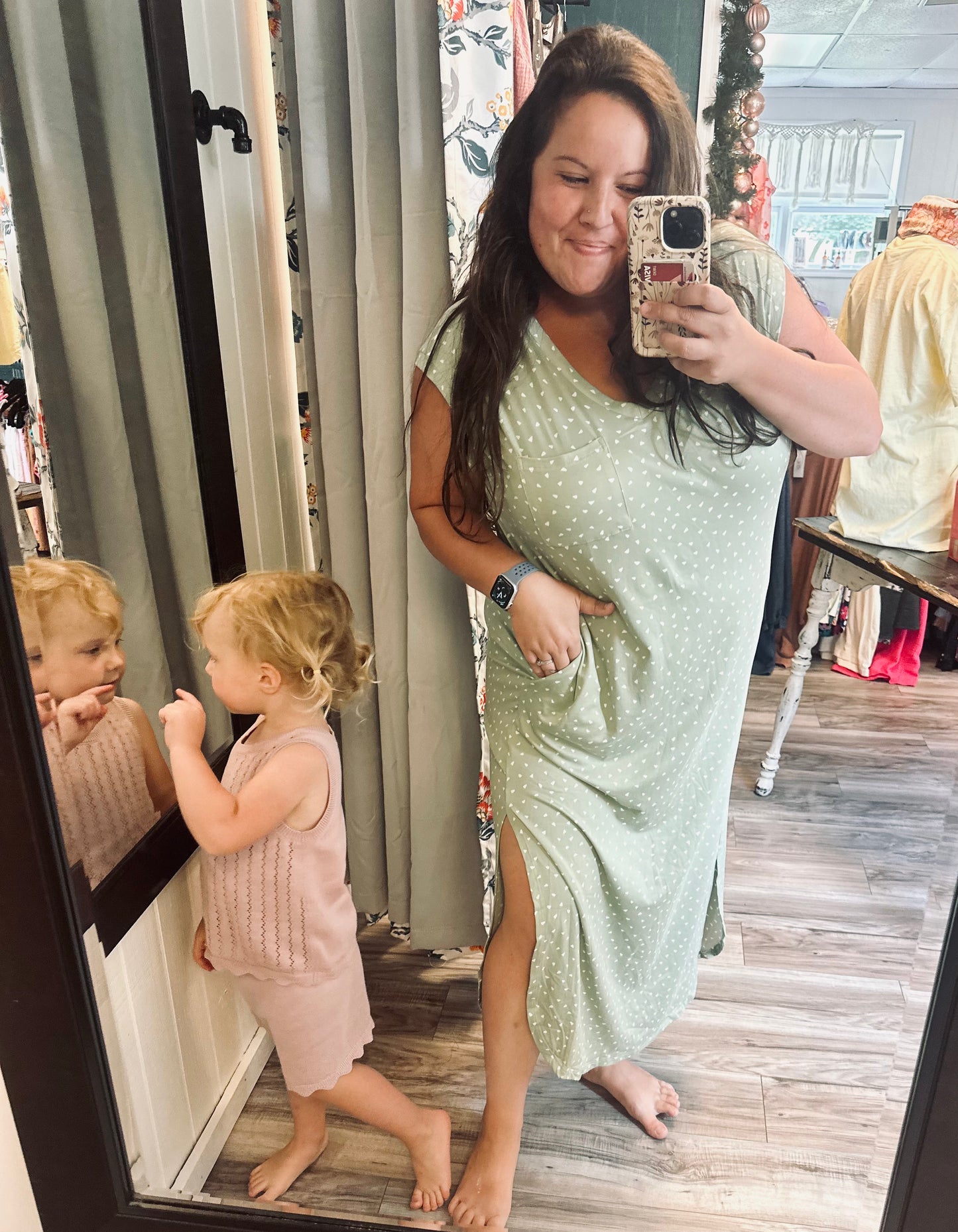 Olive spotted maxi with pockets