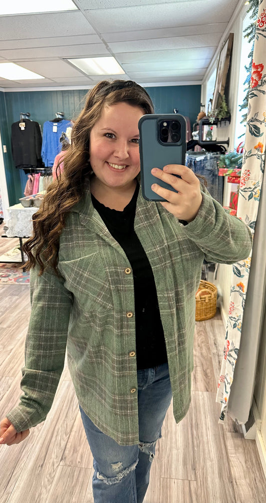 Carry on brushed plaid shacket (4colors)
