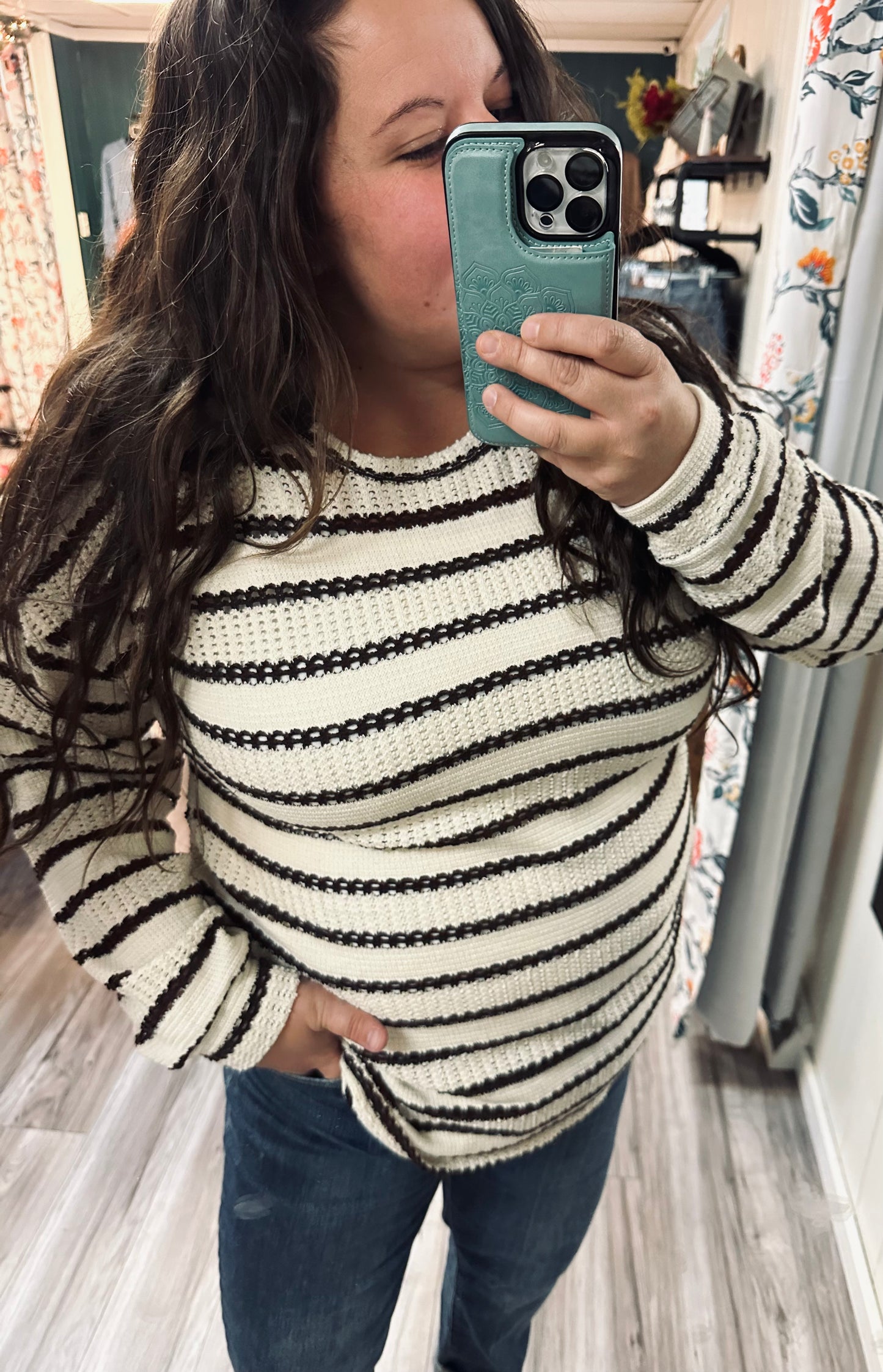Cocoa & white striped sweater